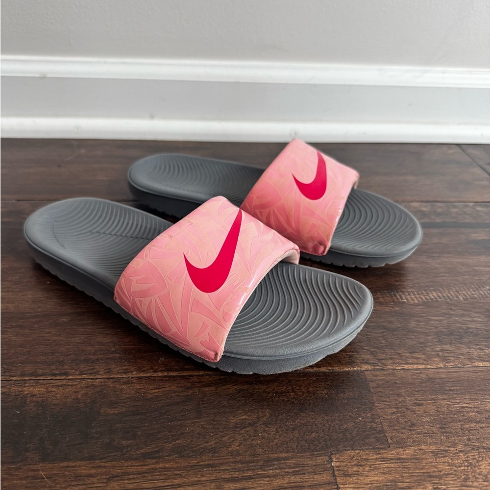 Nike Pink and Gray Slides